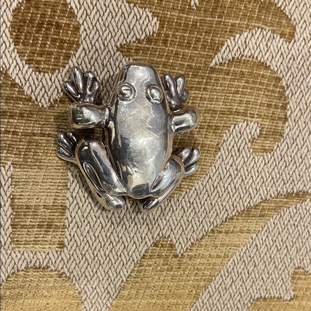 Silver Frog Brooch